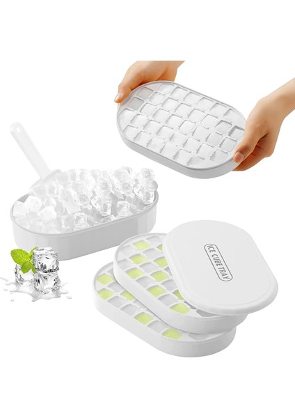 Sarı 2-72PCS Ice Cube 72 Izgaralı Buz Küpü Kalıp Seti, Buzdolabı Için Buz Küpü Tepsisi, Kaşıklı, Kapaklı ve Kılıflı, Bpa Içermeyen, Istiflenebilir, Kolay Çıkarılabilir, (Yurt Dışından)