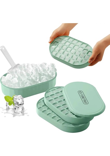Sarı 2-72PCS Ice Cube 72 Izgaralı Buz Küpü Kalıp Seti, Buzdolabı Için Buz Küpü Tepsisi, Kaşıklı, Kapaklı ve Kılıflı, Bpa Içermeyen, Istiflenebilir, Kolay Çıkarılabilir, (Yurt Dışından)