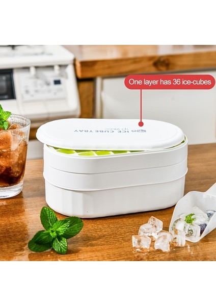 Sarı 2-72PCS Ice Cube 72 Izgaralı Buz Küpü Kalıp Seti, Buzdolabı Için Buz Küpü Tepsisi, Kaşıklı, Kapaklı ve Kılıflı, Bpa Içermeyen, Istiflenebilir, Kolay Çıkarılabilir, (Yurt Dışından)