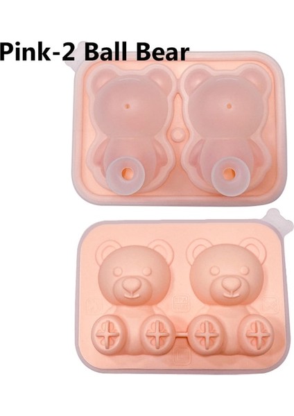 Pembe-2 Top Ayı Buz Kalıbı Düşme Buz Küp Küp Sıçramaya Dayanıklı Konteyner, Ayı Ayı ve Çıkarma, Kalıp Buzdolabı Için Tepsi Teddy Sevimli Kolay Sevimli (Yurt Dışından)