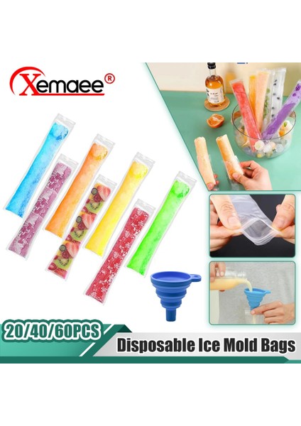 40 Adet 6X22 cm Şeffaf Dondurma Torbaları Tek Kullanımlık Buz Kalıp Çantaları Popsicle Çanta Dondurma Suyu Soda Yoğurt Çikolata Buz Torbaları Mutfak Aracı (Yurt Dışından)