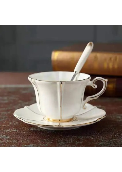 1 Fincan 1 Tabak Kemik Çini Kahve Seti Avrupa Porselen Çay Seti Basit Seramik Saksı Kremalı Şekerlik Çay Saati Demlik Kahve Fincanı Kupa Coffeeware (Yurt Dışından)