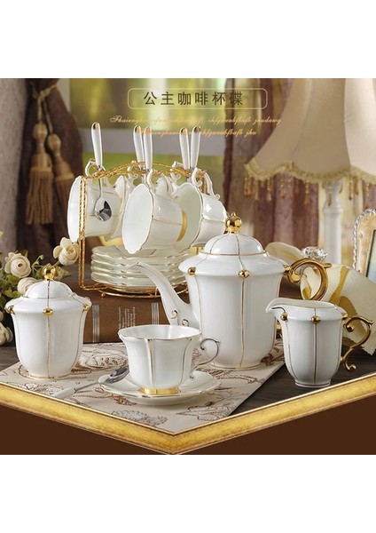1 Fincan 1 Tabak Kemik Çini Kahve Seti Avrupa Porselen Çay Seti Basit Seramik Saksı Kremalı Şekerlik Çay Saati Demlik Kahve Fincanı Kupa Coffeeware (Yurt Dışından)