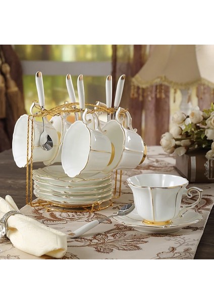1 Fincan 1 Tabak Kemik Çini Kahve Seti Avrupa Porselen Çay Seti Basit Seramik Saksı Kremalı Şekerlik Çay Saati Demlik Kahve Fincanı Kupa Coffeeware (Yurt Dışından)
