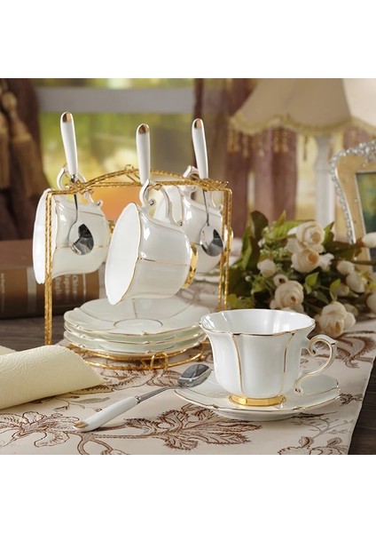 1 Fincan 1 Tabak Kemik Çini Kahve Seti Avrupa Porselen Çay Seti Basit Seramik Saksı Kremalı Şekerlik Çay Saati Demlik Kahve Fincanı Kupa Coffeeware (Yurt Dışından)