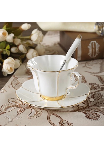 1 Fincan 1 Tabak Kemik Çini Kahve Seti Avrupa Porselen Çay Seti Basit Seramik Saksı Kremalı Şekerlik Çay Saati Demlik Kahve Fincanı Kupa Coffeeware (Yurt Dışından)