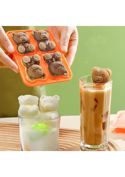 Sarı-4 Top Ayı Buz Küpü Makinesi Silikon Kalıp Dondurma Popsicle Kalıp 3D Küçük Teddy Dıy Ayı Barmen Viski Mutfak Bar Için Buz Kalıpları Tepsi (Yurt Dışından)