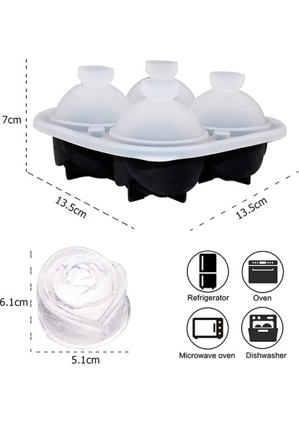 Siyah Lmetjma 3D Gül Buz Kalıpları Silikon Buz Küpü Tepsi Şeffaf Huni Tipi Kapaklı Buz Topu Makinesi Viski Kokteyl Suyu JT07 (Yurt Dışından) modelleri
