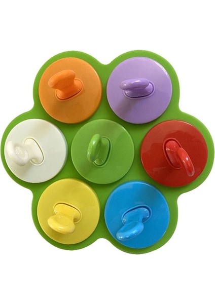 Yeşil 7 Delik Dondurma Kalıp Çocuk Popsicle Kalıp Gıda Takviyesi Kutusu Silikon Buz Kalıbı Buz Lolly Kalıp Meyve Sarsıntı Aksesuarları (Yurt Dışından)