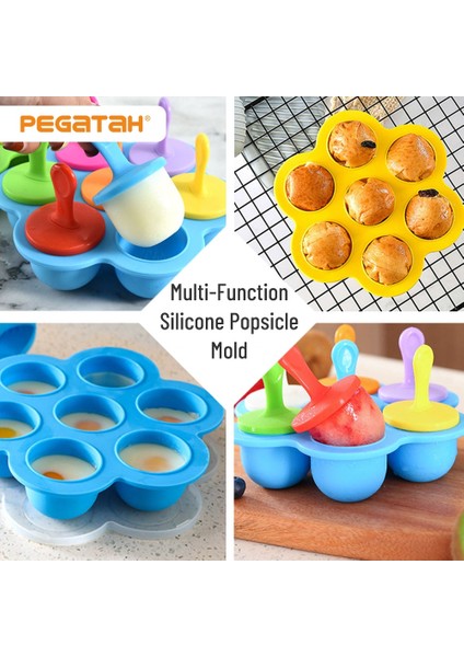 Yeşil 7 Delik Dondurma Kalıp Çocuk Popsicle Kalıp Gıda Takviyesi Kutusu Silikon Buz Kalıbı Buz Lolly Kalıp Meyve Sarsıntı Aksesuarları (Yurt Dışından) fiyatları