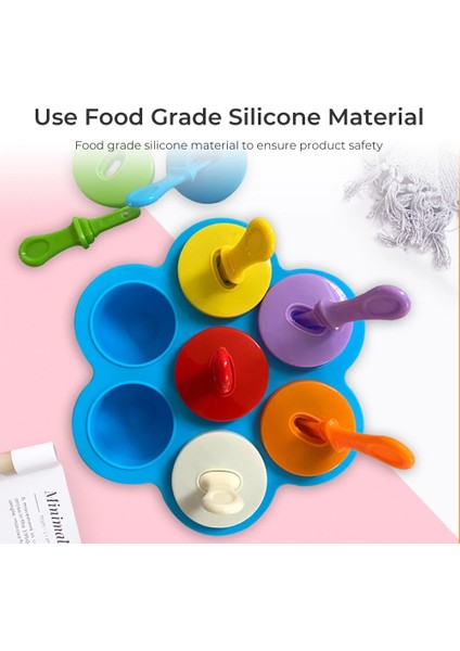 Yeşil 7 Delik Dondurma Kalıp Çocuk Popsicle Kalıp Gıda Takviyesi Kutusu Silikon Buz Kalıbı Buz Lolly Kalıp Meyve Sarsıntı Aksesuarları (Yurt Dışından) modelleri