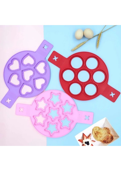 7 Delik-Kalp Kırmızı 4/7 Delik Yumurta Gözleme Makinesi Yapışmaz Silikon Kalıp Mutfak Pişirme Omlet Kalıpları Flip Ocak Yumurta Halkası Yumurta Kalıp Pişirme Aksesuarı (Yurt Dışından) modelleri