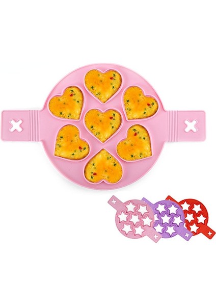 7 Delik-Kalp Kırmızı 4/7 Delik Yumurta Gözleme Makinesi Yapışmaz Silikon Kalıp Mutfak Pişirme Omlet Kalıpları Flip Ocak Yumurta Halkası Yumurta Kalıp Pişirme Aksesuarı (Yurt Dışından) indirimleri