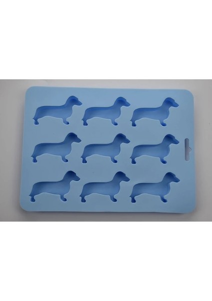 Mavi Dachshund Köpek Şekilli Silikon Buz Küpü Kalıp ve Içecek Için Tepsi Buz Yapım Makinesi Şeker Çikolata Bisküvi Fondan Cupcake Kek Dekorasyon (Yurt Dışından)