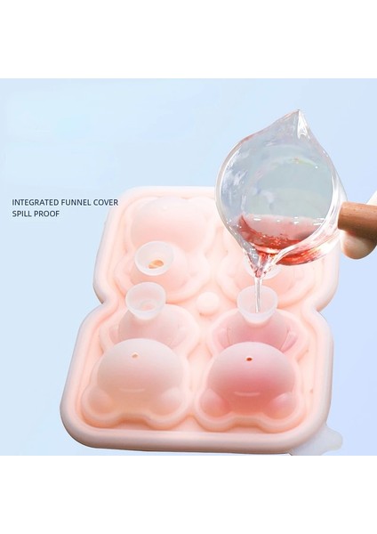 L Sarı Gıda Sınıfı Silikon Ayı Buz Kalıbı 4 Izgara 3D Küçük Teddy Bear Şekli Buz Küpü Silikon Kalıp Buz Tepsisi Viski Silikon Buz Kutusu (Yurt Dışından)