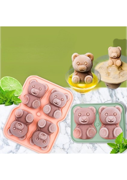 L Sarı Gıda Sınıfı Silikon Ayı Buz Kalıbı 4 Izgara 3D Küçük Teddy Bear Şekli Buz Küpü Silikon Kalıp Buz Tepsisi Viski Silikon Buz Kutusu (Yurt Dışından) indirimleri