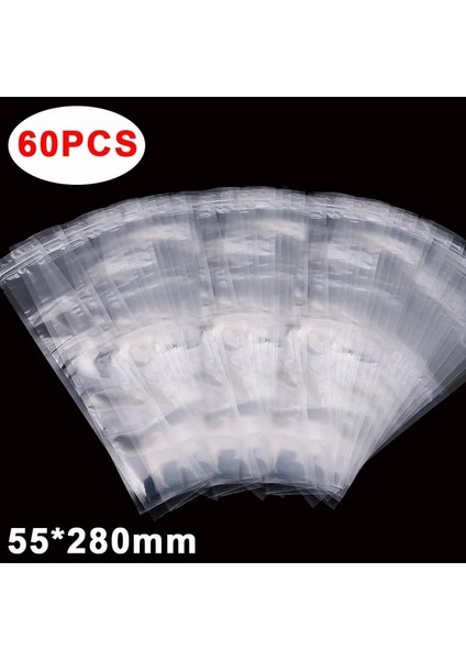 60 ADET-(5.5X28 Cm) Şeffaf Meyve Suyu Smoothie'ler Için 60/1 Adet Tek Kullanımlık Çanta Aletler Kendinden Buz Mutfak Yoğurt Mühürlü Kalıp Küp Buz Torbaları Popsicle (Yurt Dışından)