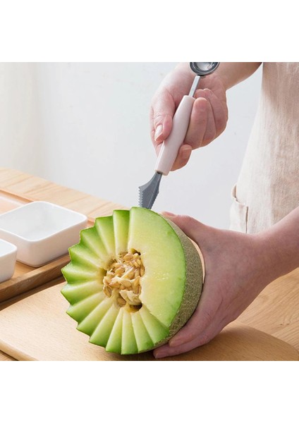 01 Yaratıcı Mutfak Meyve Tabağı Kesici Kalıp Seti Topu Kazıcı Oyma Kavun Meyve Kazıcı Üçü Bir Arada Aracı Kaşık Meyve Araçları (Yurt Dışından) fiyatları
