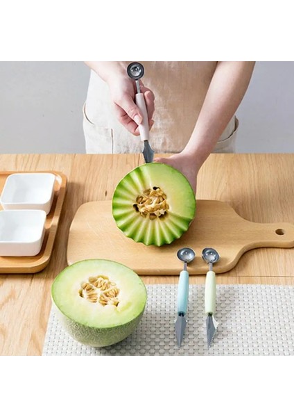 01 Yaratıcı Mutfak Meyve Tabağı Kesici Kalıp Seti Topu Kazıcı Oyma Kavun Meyve Kazıcı Üçü Bir Arada Aracı Kaşık Meyve Araçları (Yurt Dışından) fırsatları