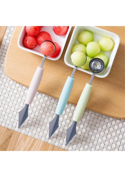 01 Yaratıcı Mutfak Meyve Tabağı Kesici Kalıp Seti Topu Kazıcı Oyma Kavun Meyve Kazıcı Üçü Bir Arada Aracı Kaşık Meyve Araçları (Yurt Dışından) indirimleri