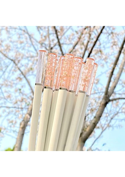 Pembe-Beyaz-1 Çift 1/5/10 Çift Amber Sakura Çubuklarını Kiraz Çiçeği Yaprakları Desen Kaymaz Suşi Çubuk Çubuklarını Çevre Dostu Gıda Çubuklarını (Yurt Dışından) modelleri