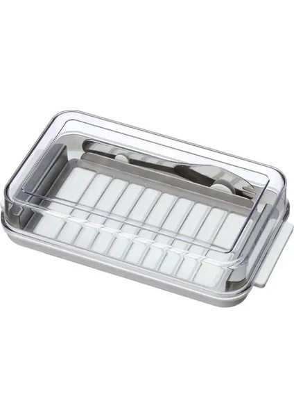 Beyaz Tereyağı Saklama Kutusu Paslanmaz Çelik Teğet Hızlı Kesim Dikdörtgen Taze Tutma Peynir Kutusu Muhafaza Kabı (Yurt Dışından)