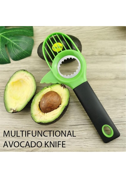 Ordu Yeşil 3 In 1 Avokado Dilimleme Silikon Kavrama Kolu Avokado Shea Tart Splitter Pitter Kesici Çukur Sökücü Meyve Bıçağı Mutfak Gadget (Yurt Dışından)