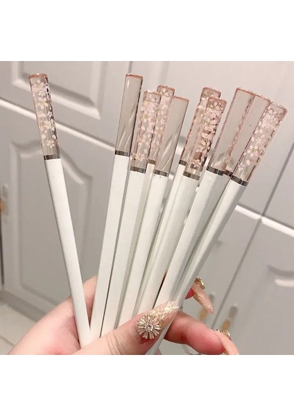 A-2pair 2022 Amber Kiraz Çiçekleri Alaşım Yemek Çubukları Kaymaz Yüksek Sıcaklığa Dayanıklı Suşi Gıda Japon Yemek Çubukları Mutfak Kaynağı (Yurt Dışından)