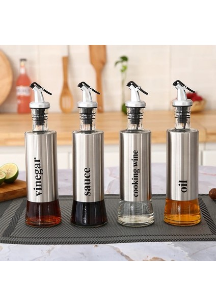 L Hiçbiri 300 ml 500 ml Paslanmaz Çelik Zeytinyağı Dağıtıcı Şişe Mutfak Cam Kahve Şurubu Sirke Dağıtıcı Pişirme Yağı Kabı (Yurt Dışından)