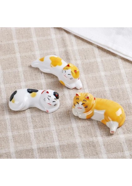 3 Pcs-03 5 Adet Sevimli Kedi Seramik Çubuklarını Tutucu Standı Güzel Tasarım Çubuk Raf Yastık Bakım Dinlenme Japon Tarzı Mutfak Sofra Araçları (Yurt Dışından)