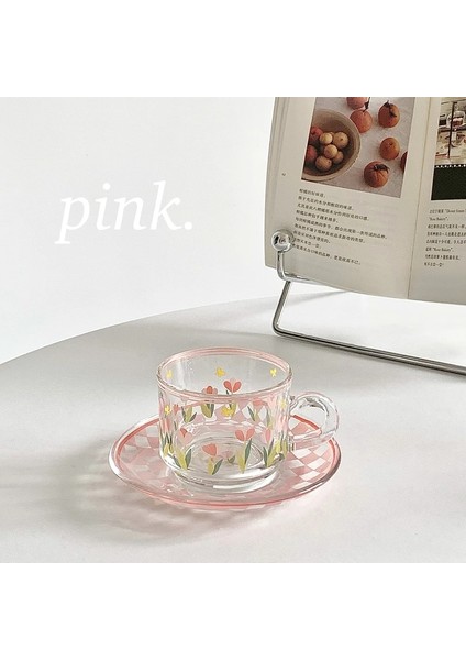 Yeşil 200ML Yaratıcı Kahve Fincanı Tabak Seti Kore Bardak El-Boyalı Bitki Çiçek Kahve Kupa Ev Mutfak Drinkware Espresso Bardak (Yurt Dışından)