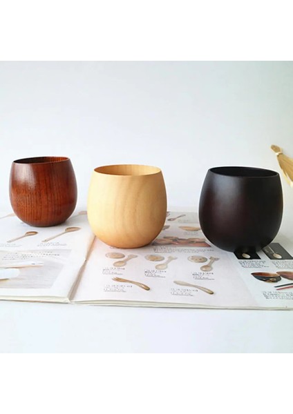 Boya Rengi 200-300ML Ahşap Bardak Büyük Göbek Çevre Dostu Hafif Taşınabilir Bira Çay Kahve Süt Su Bardağı Mutfak Bar Drinkware (Yurt Dışından)