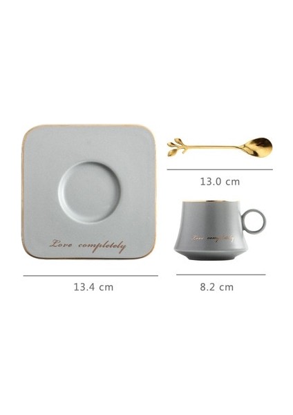 180ML 180ML Mektup Seramik Latte Kahve Fincanı Tabağı ve Kaşık ile Kişiselleştirilmiş Çay Bardağı Seti Iskandinav Ev Mutfak Ofis Parti Drinkware (Yurt Dışından)