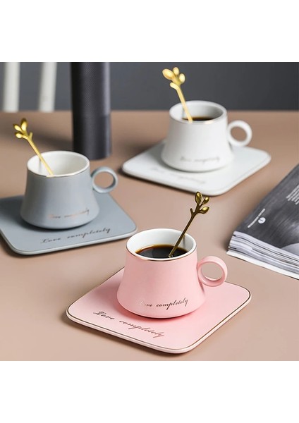 180ML 180ML Mektup Seramik Latte Kahve Fincanı Tabağı ve Kaşık ile Kişiselleştirilmiş Çay Bardağı Seti Iskandinav Ev Mutfak Ofis Parti Drinkware (Yurt Dışından) fiyatları