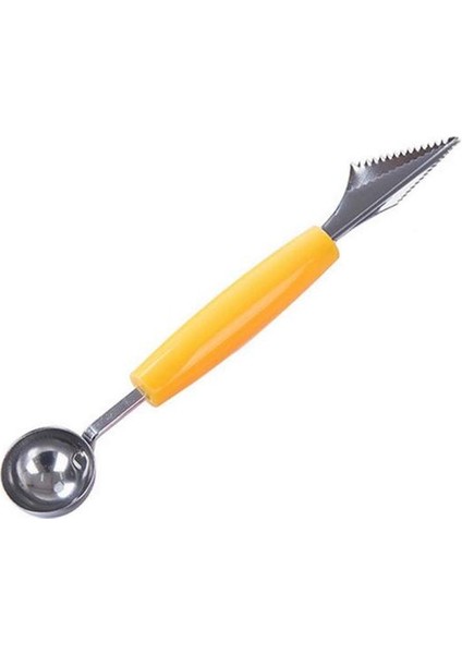 Sarı 2 In 1 Dondurma Topu Kaşık Dıy Çeşitler Balya Meyve Kazma Kaşık Aracı Çift Kafalı Paslanmaz Çelik Oyma Bıçağı Kepçe (Yurt Dışından)