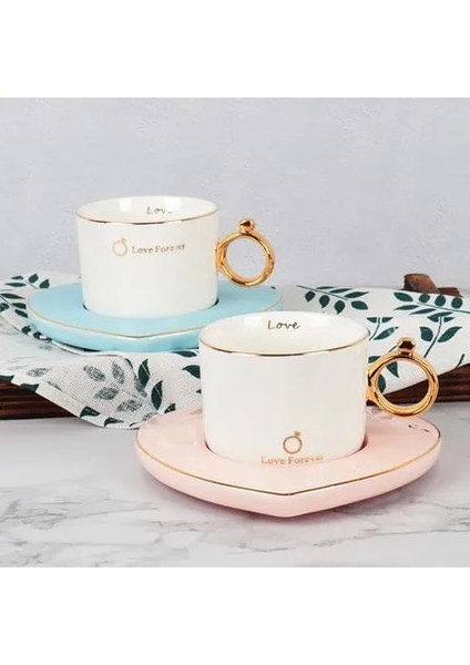 1 ADET-70ML Seramik Kalp Şeklinde Kahve Fincan ve Çay Tabağı Seti Kahve Kupa Ikindi Çayı Seti Seramik Fincan Mutfak Aksesuarları Süt Kupası Konteyner (Yurt Dışından)