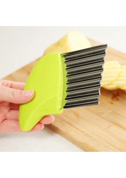 Mavi Patates Kesici Cips Fransız Kızartma Makinesi Paslanmaz Çelik Dalgalı Bıçak Patates Kızartması Kıyıcı Mutfak Bıçağı Kıyıcı Fransız Kızartma Makinesi Aracı (Yurt Dışından) indirimleri