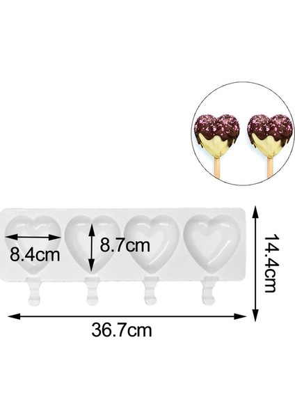 4 Hücreler Kalp 3D Dıy Silikon Dondurma Kalıp El Yapımı Çevre Dostu Popsicle Kalıp Mus Tatlı Dondurucu Suyu Buz Küpü Tepsi Varil Maker Kalıp (Yurt Dışından)