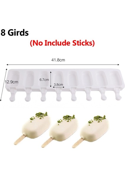 8 Izgaralar 4/8 Delik Silikon Dondurma Kalıp Buz Küpü Popsicle Kalıpları Sopalarla Dıy Tatlı Kek Kalıpları Ev Yapımı Araçları Dondurma Yapımcıları (Yurt Dışından)