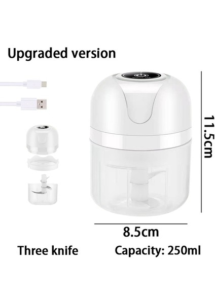 Beyaz (250ML) Sarımsak Kırıcı Rende Presi Mutfak Robotları Öğütücü Kıyıcı Kıyma Makinesi Elektrikli Mini Sarımsak Blender Mutfak Aksesuarları (Yurt Dışından)