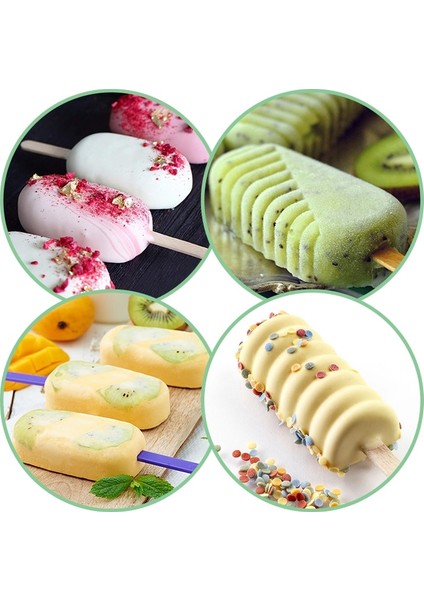 L 02 4/8 Delik Silikon Dondurma Formları Popsicle Kalıpları Dıy Ev Yapımı Tatlı Dondurucu Meyve Suyu Buz Pop Küp Yapımcısı Kalıp Sopalarla (Yurt Dışından)