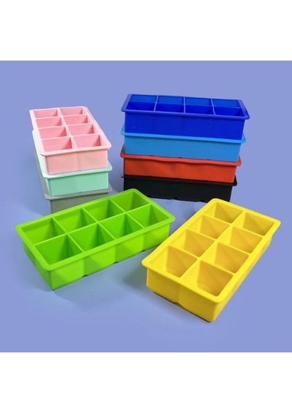 Purple-8 Izgaralar 8 Izgaralar Kapaksız Buz Küpü Kalıbı Silikon Buz Yapıcı Kare Büyük Viski Buz Tepsisi Kalıbı Dondurma Kalıbı Buz Kalıbı Dondurma Araçları (Yurt Dışından) fırsatları