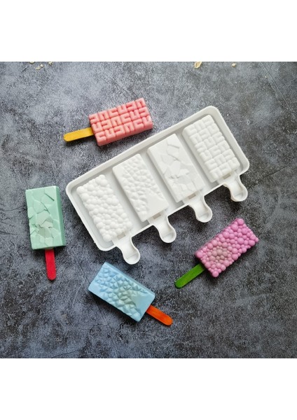4 Kaviteler Karışık Stil Dondurma Silikon Kalıp Dondurulmuş Kabarcık Popsicle Çikolata Jöle Pişirme Kalıp Şeker Kek Yapımı Seti Hediyeler (Yurt Dışından) modelleri