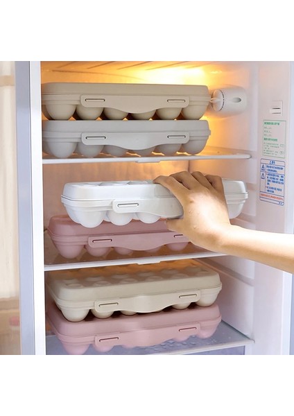 KK12 Haki Yumurta Saklama Kutusu Kalabalıklık Önleme Hasar Yumurta Koruma Saklama Kutusu Kapaklı Klip Tipi Üst Üste Olabilir Buzdolabı Sebzelik (Yurt Dışından)