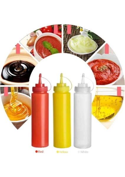 250ML Kırmızı Çeşni Sıkma Şişeleri, Ketçap Hardal Mayo Sıcak Soslar Zeytinyağı Şişeleri Mutfak Aletleri Için (Yurt Dışından)