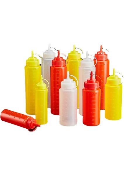 250ML Kırmızı Çeşni Sıkma Şişeleri, Ketçap Hardal Mayo Sıcak Soslar Zeytinyağı Şişeleri Mutfak Aletleri Için (Yurt Dışından)