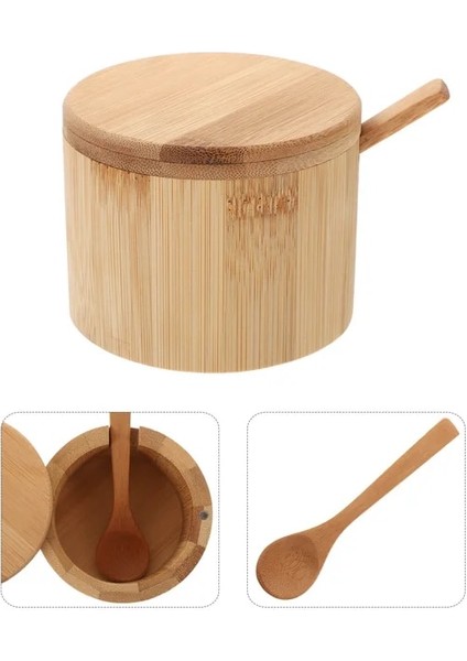 9.8x7 cm Tuz Kavanoz Konteyner Depolama Ahşap Kutu Şeker Teneke Kutu Bambu Baharat Ahşap Biber Kutuları Mutfak Kapları Çalkalayıcı Mühürlü Kaleci (Yurt Dışından)