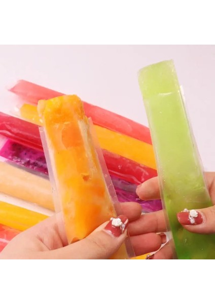 Bir Yaz Tek Kullanımlık Buz Popsicle Kalıp Çanta Set Buz Pop Zip Mühürlü Dondurucu Tüpler Çanta Meyve Yoğurt Smoothies Dondurma Çubukları Çanta (Yurt Dışından)