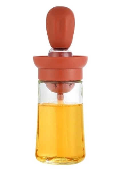 Barbekü Fırçalı Kırmızı Yağ Dispenseri Şişesi 2'si 1 Arada Cam Zeytinyağı Dispenseri Şişesi Sıkma Yağ Şişesi Pişirme Için Yağ Dispenseri (Yurt Dışından)