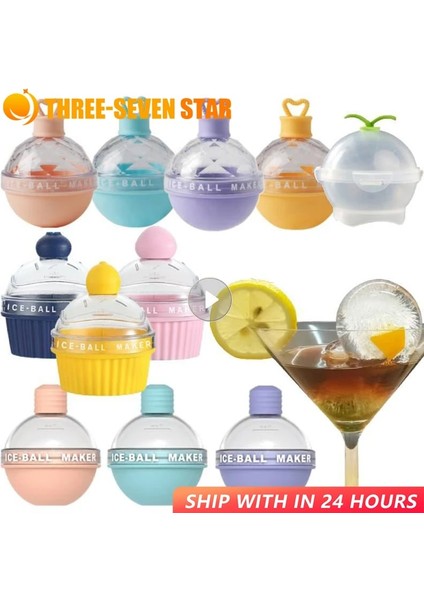 C Pembe 6.8cm Yuvarlak Top Buz Küpü Kalıp Dıy Dondurma Yapma Makinesi Plastik Buz Kalıbı Viski Buz Kalıbı Bar Aracı Mutfak Gadget Aksesuarları (Yurt Dışından)